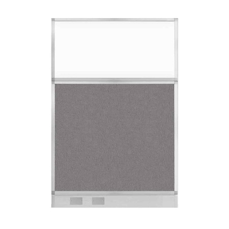 Versare Hush Panel Configurable Cubicle Partition 4' x 6' Slate Fabric Clear Window w/ Cable Channel 1855619-2